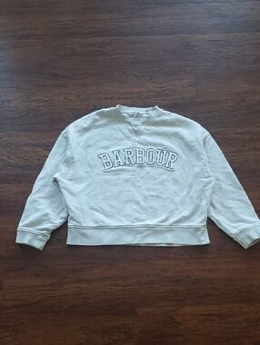 Barbour Light Gray Crewneck Sweatshirt Size 4 Athleisure Preppy Trendy Casual